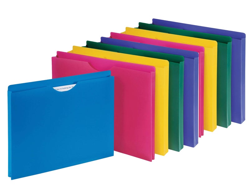 Manaloom Poly File Jacket, Reinforced Straight Cut Tab, 1â€™â€™ Expansion Pocket, Letter Size, Assorted Colors - 10-Pack - Image 1